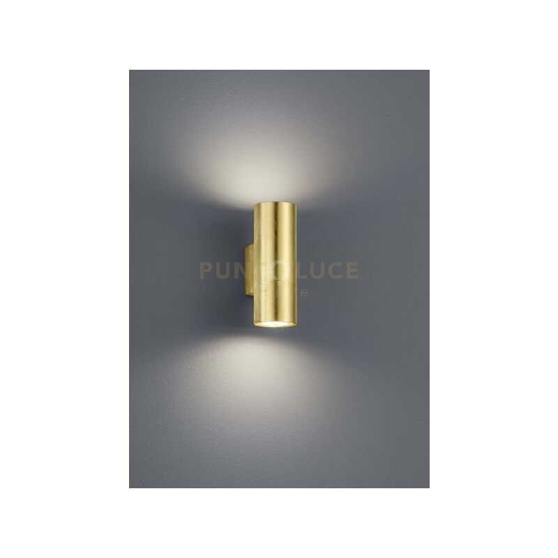 foto del prodotto cleo applique cilindro 2 luci bi direzionali attacco gu10 foglia oro h.16,5cm