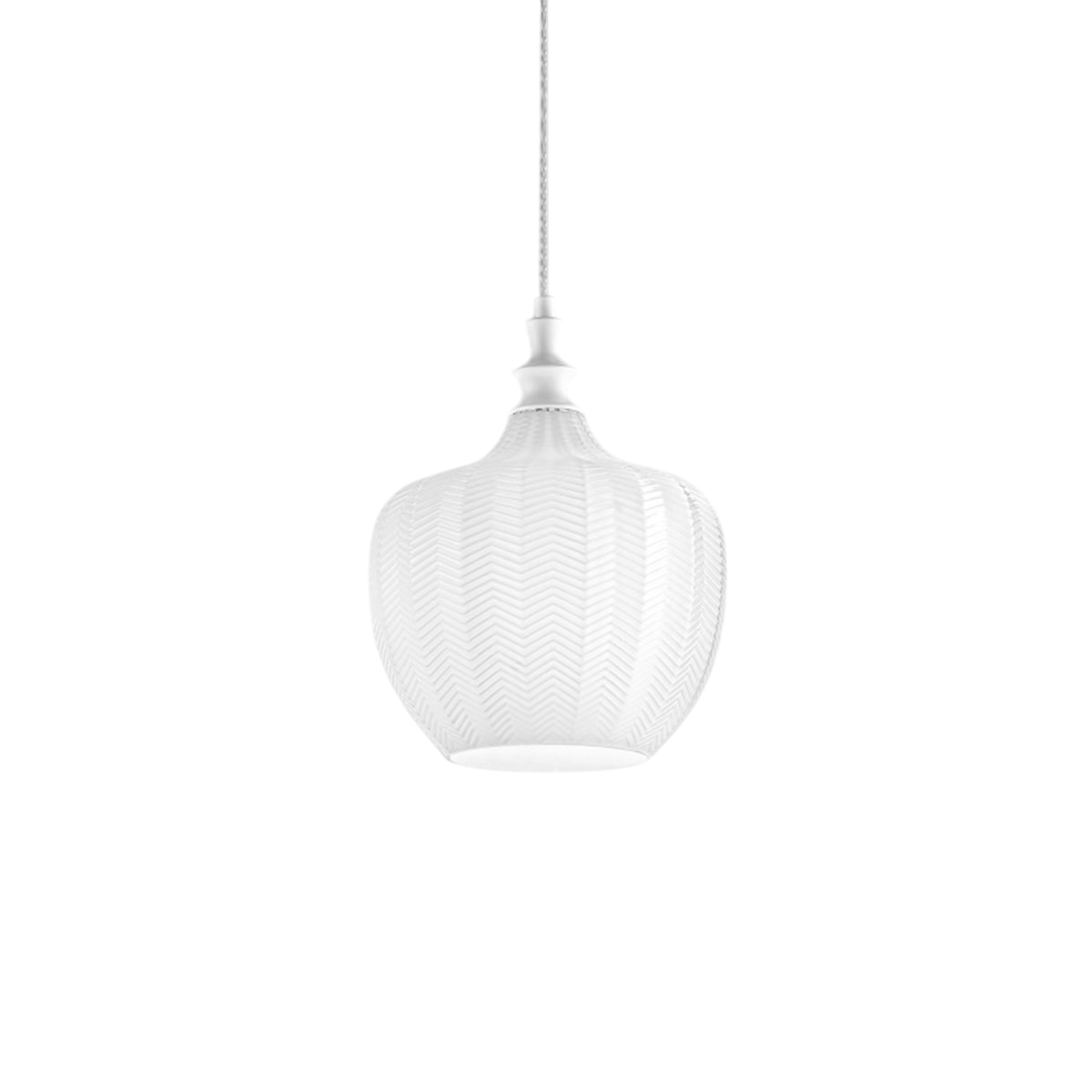 foto del prodotto cleofe - lampada a sospensione in vetro bianco trasparente e bianco - attacco 1xe27, stile vintage, ip20, 1xe27 max 1x60w, d.24cm, lampadine escluse