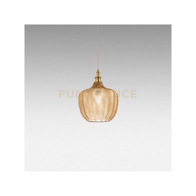foto del prodotto cleofe s 10 lampadario sospeso 1 luce attacco e27 in vetro colore ambra d.24cm