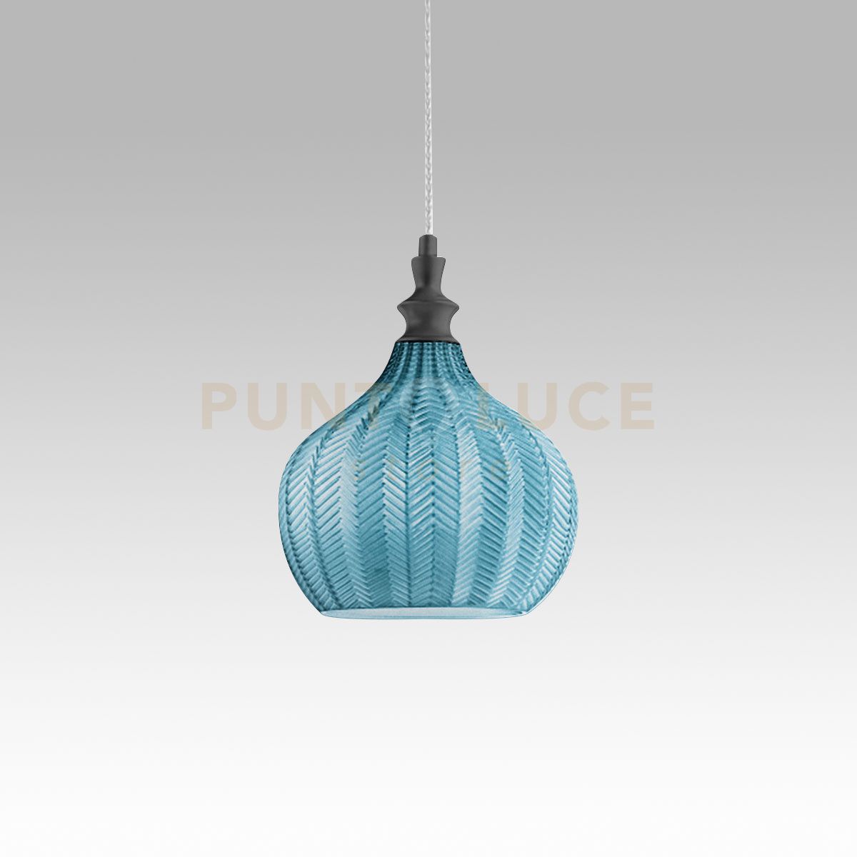 foto del prodotto cleofe s 11 lampadario sospeso 1 luce attacco e27 in vetro colore cobalto d.23cm