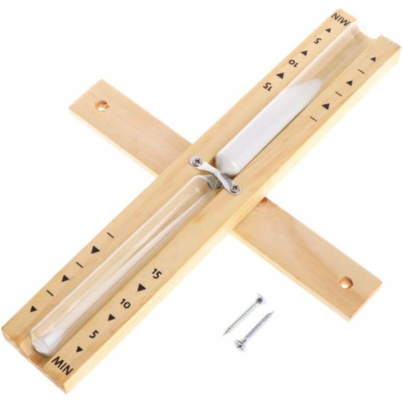 foto del prodotto clessidra per sauna, clessidra in legno con viti, clessidra per sauna in legno montata a parete, accessorio per sauna, adatto per il cronometraggio