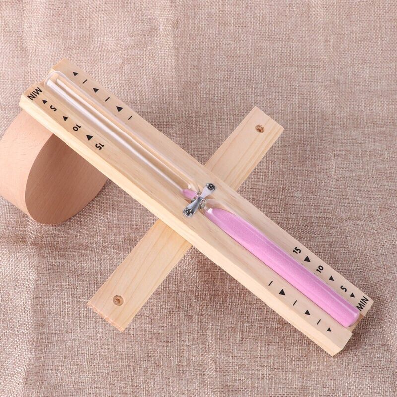 foto del prodotto clessidra per sauna da 15 minuti, clessidra per sauna con sabbia rotante in legno da 15 minuti con orologio in vetro e sabbia rosa