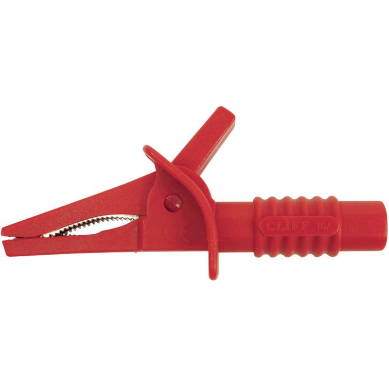 foto del prodotto cliff crc 01 morsetto a clip coccodrillo isolato connettore 4 mm cat ii 1000 v, cat iii 600 v rosso