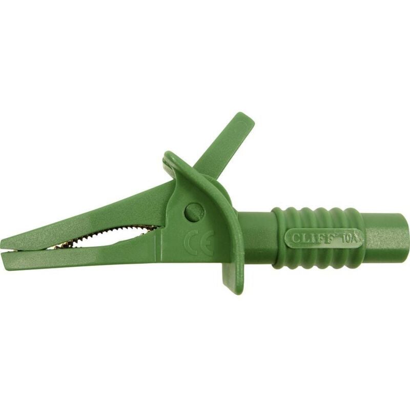 foto del prodotto cliff fcr7942 morsetto a clip coccodrillo isolato connettore 4 mm cat ii 1000 v, cat iii 600 v verde