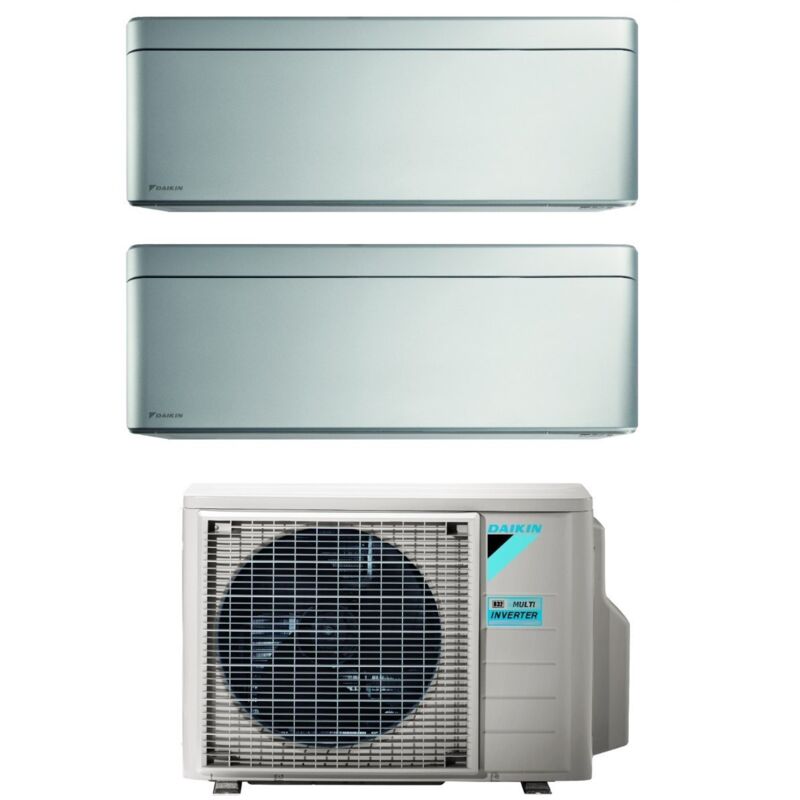 foto del prodotto climatizzatore condizionatore daikin bluevolution dual split inverter serie stylish total silver 5 7 con 2mxm40a r 32 wi fi integrato 5000 7000