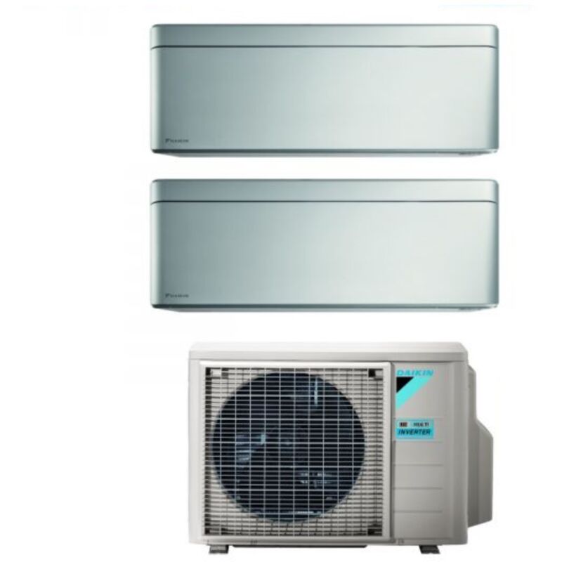 foto del prodotto climatizzatore condizionatore daikin bluevolution dual split inverter serie stylish total silver 7 12 con 2mxm50a r 32 wi fi integrato 7000 12000