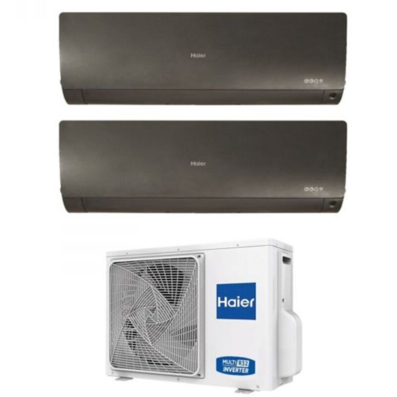 foto del prodotto climatizzatore condizionatore haier dual split inverter serie flexis plus black 12 15 con 2u50s2sm1fa r 32 wi fi integrato colore nero 12000 15000