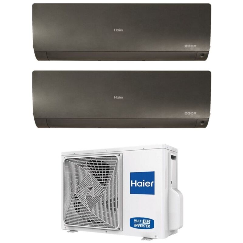 foto del prodotto climatizzatore condizionatore haier dual split inverter serie flexis plus black 9 15 con 2u50s2sm1fa r 32 wi fi integrato colore nero 9000 15000
