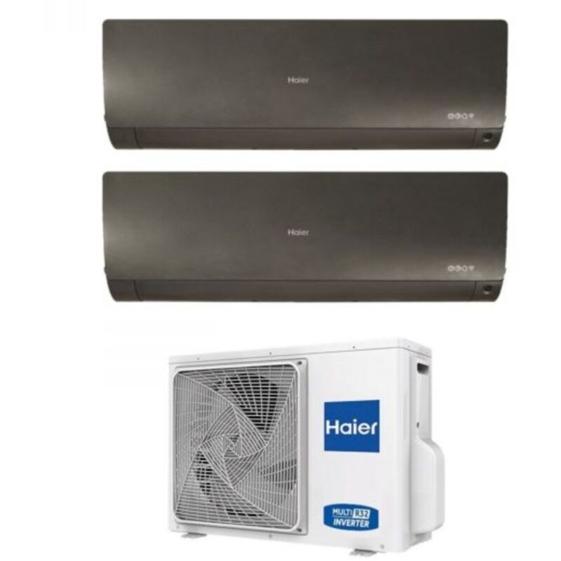 foto del prodotto climatizzatore condizionatore haier dual split inverter serie flexis plus black 9 9 con 2u40s2sm1fa r 32 wi fi integrato colore nero 9000 9000