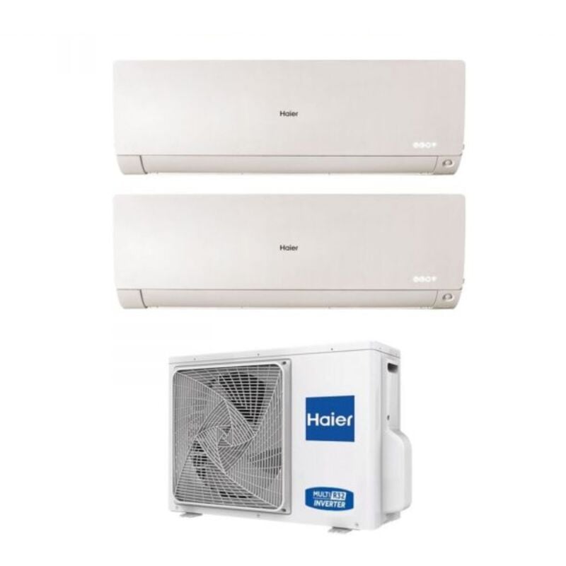 foto del prodotto climatizzatore condizionatore haier dual split inverter serie flexis plus white 7 9 con 2u40s2sm1fa r 32 wi fi integrato colore bianco 7000 9000
