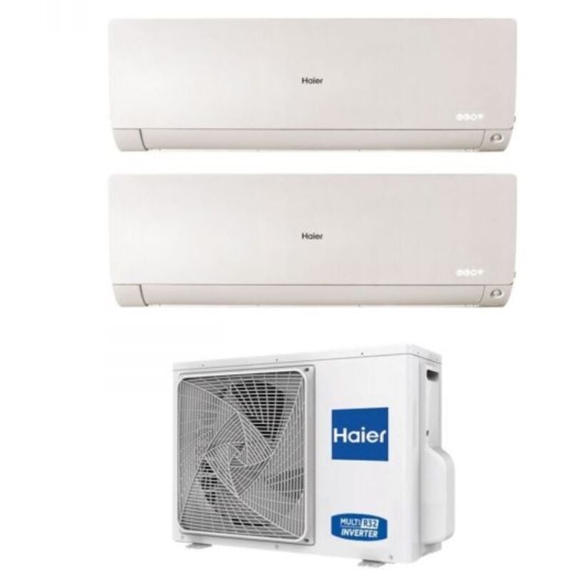 foto del prodotto climatizzatore condizionatore haier dual split inverter serie flexis plus white 9 9 con 2u50s2sm1fa r-32 wi-fi integrato colore bianco 9000 9000