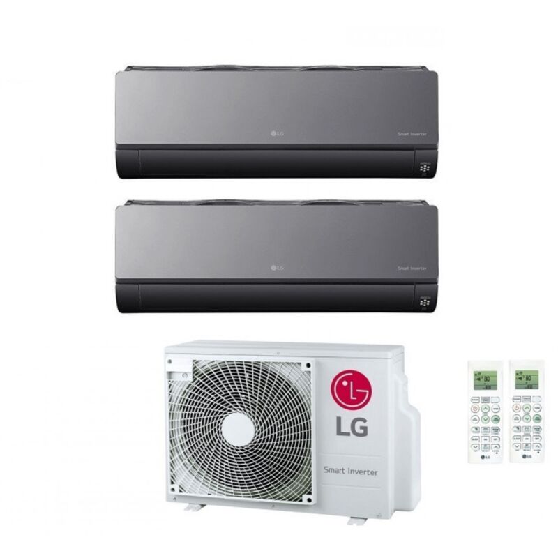 foto del prodotto climatizzatore condizionatore lg dual split inverter serie artcool mirror 9 12 con mu2r15 r 32 wi fi integrato 9000 12000