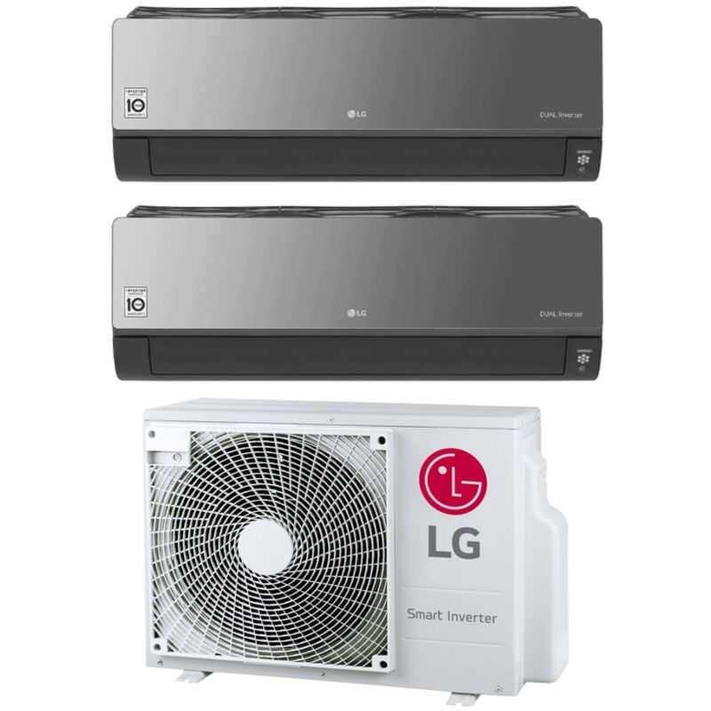 foto del prodotto climatizzatore condizionatore lg dual split inverter serie artcool mirror specchio 12 12 con mu2r17 ul0 r 32 12000 12000 wi fi integrato