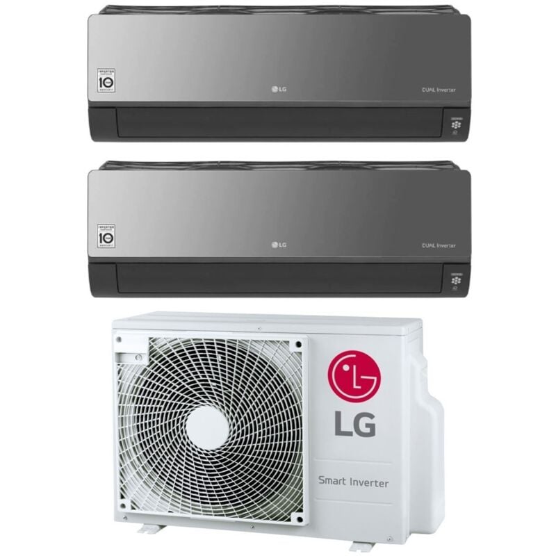 foto del prodotto climatizzatore condizionatore lg dual split inverter serie artcool mirror specchio 9 12 con mu2r17 ul0 r 32 9000 12000 wi fi integrato