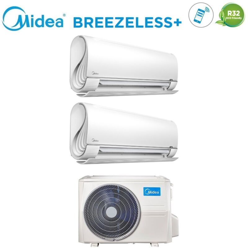 foto del prodotto climatizzatore condizionatore midea dual split inverter serie breezeless 9 12 con m2od 18hfn8 q r 32 wi fi integrato 9000 12000 novit 