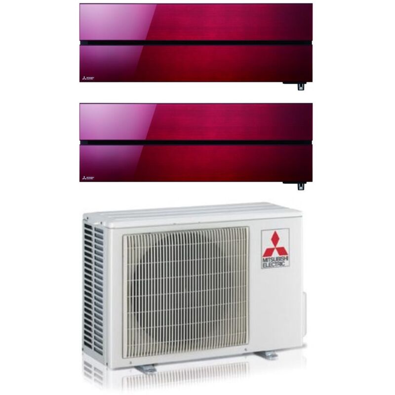foto del prodotto climatizzatore condizionatore mitsubishi electric dual split inverter serie kirigamine style msz ln 9 12 con mxz 2f42vf ruby red r 32 wi fi integrato