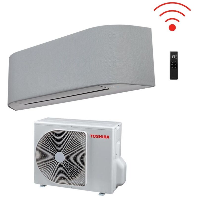 foto del prodotto climatizzatore condizionatore toshiba inverter serie haori 16000 15000 btu r 32 ras b16n4kvrg e wi fi integrato a grigio chiaro grigio scuro