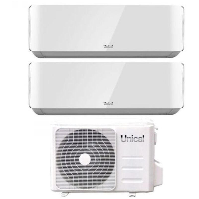 foto del prodotto climatizzatore condizionatore unical dual split inverter serie air cristal 10 13 con xmx2 18he r 32 wi fi optional 10000 13000