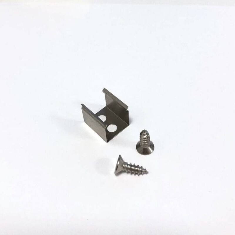foto del prodotto clip di fissaggio in metallo per neon led flessibili viti