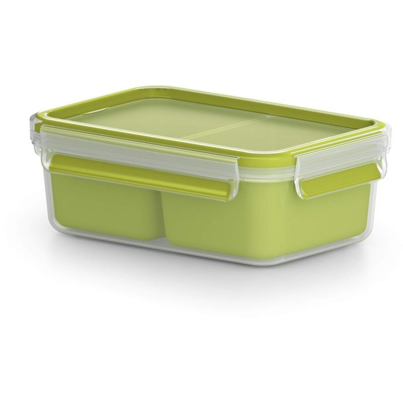 foto del prodotto clip go contenitore snack con inserti, trasparente verde chiaro, 19.5 x 13.5 x 7 cm emsa