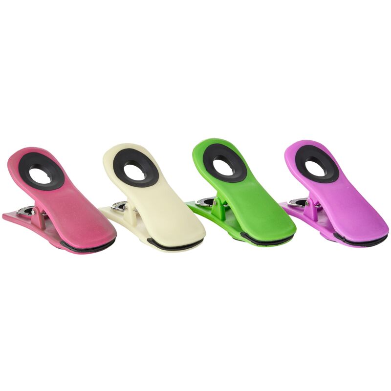 foto del prodotto clip magnetiche per sacchetti e memo, plastica, colori assortiti, set da 4 kitchencraft