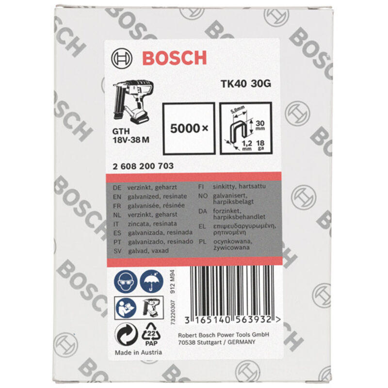 foto del prodotto clip per schiena stretta tk40 30g, 5,8 mm, 1,2 mm, 30 mm, zincato, confezione da 5000