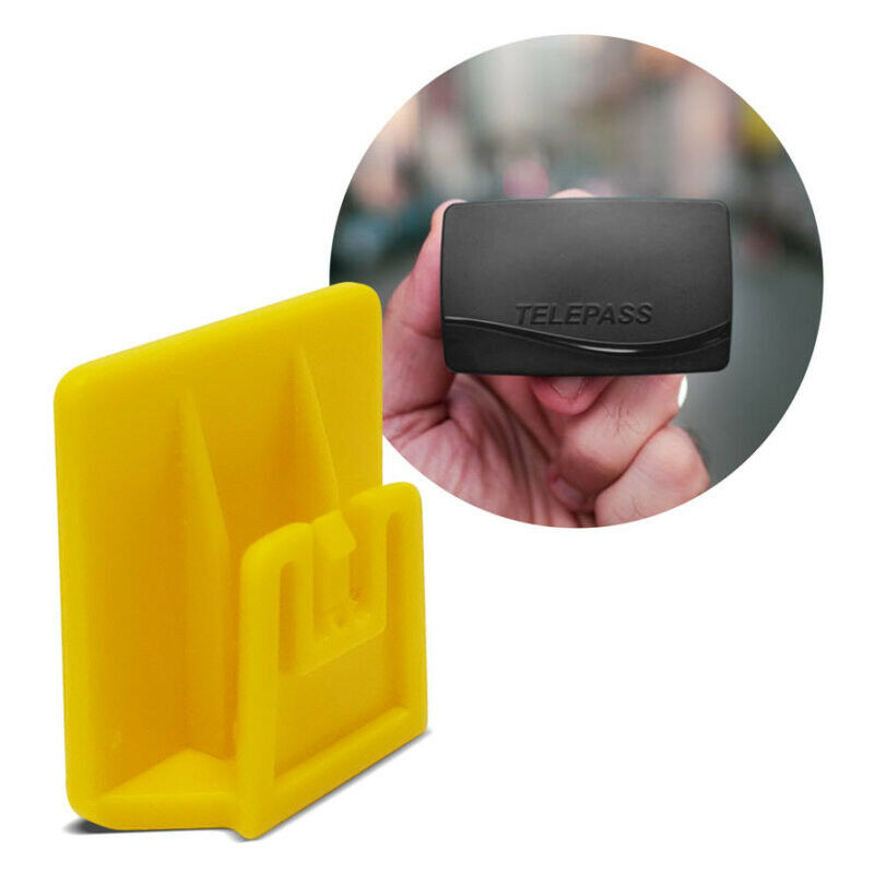foto del prodotto clip per telepass 2019 sistema di fissaggio removibile 3 x 3 cm 1 pezzo giallo