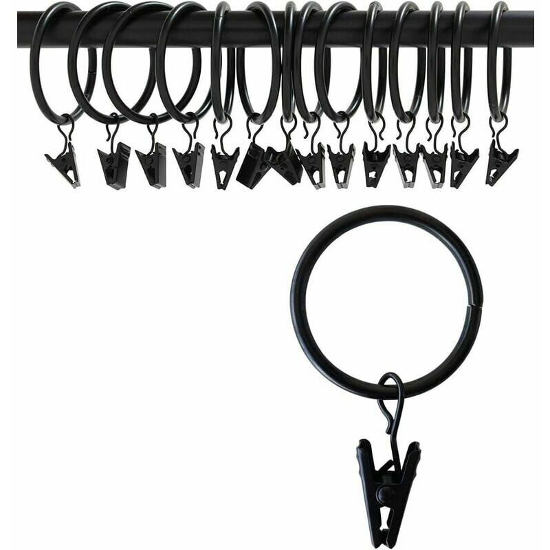 foto del prodotto clip per tende con anelli 50 mm, set di 16 clip per anelli per aste per tende in acciaio inossidabile opaco antiruggine con occhielli per luci
