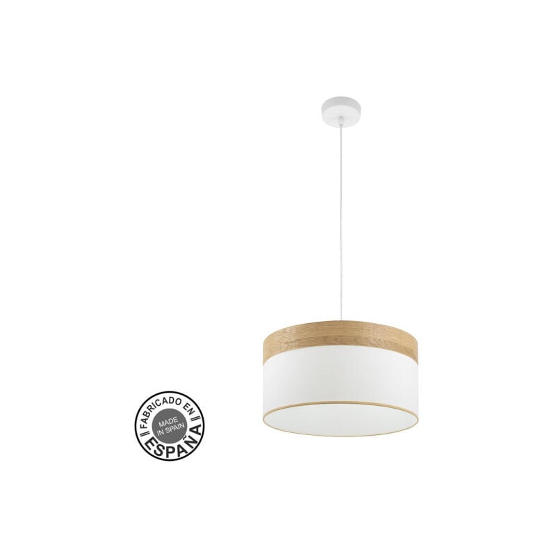 foto del prodotto cloe ciondolo 1xe27 bianco bianco legno chiaro regx40x40 cm