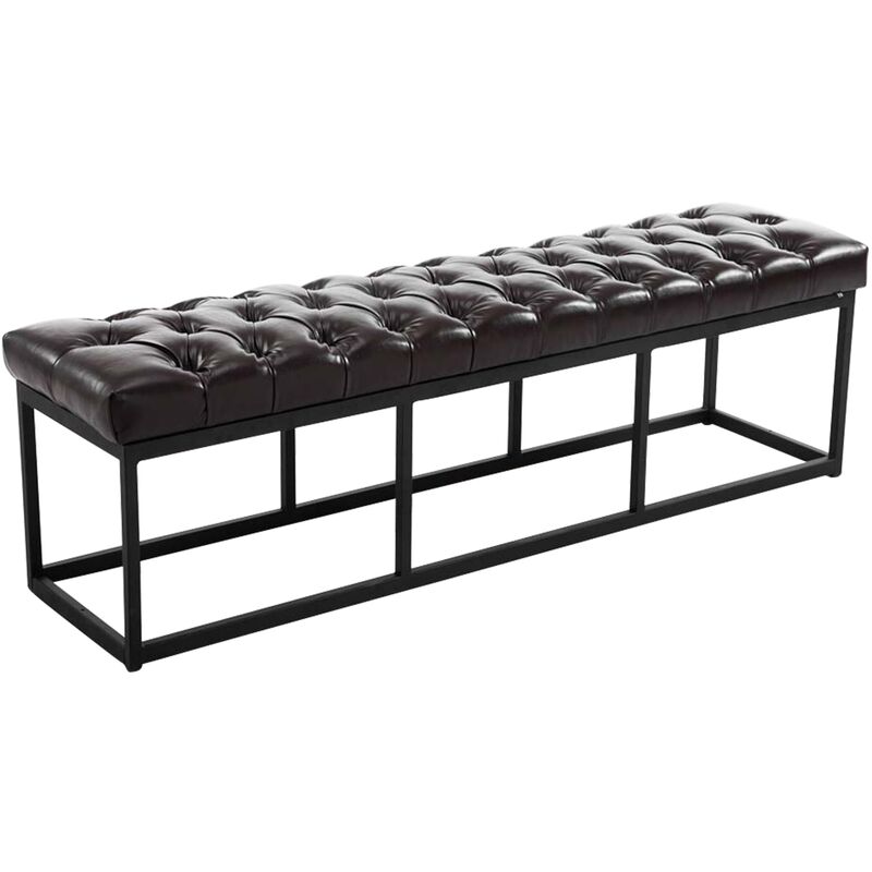 foto del prodotto clp panca amun in similpelle e metallo nero marrone 150 cm