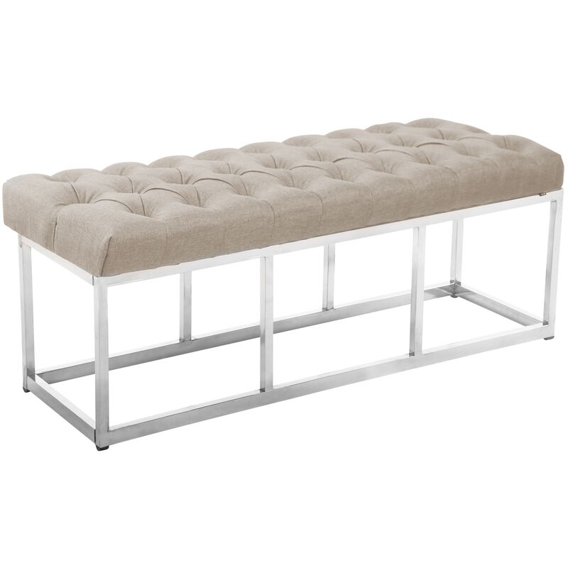 foto del prodotto clp panca amun in tessuto e acciaio inox crema 120 cm