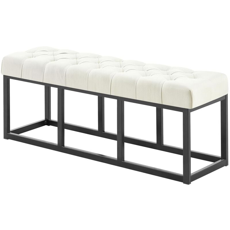 foto del prodotto clp - panca design amun in metallo nero opaco e tessuto crema 120 cm