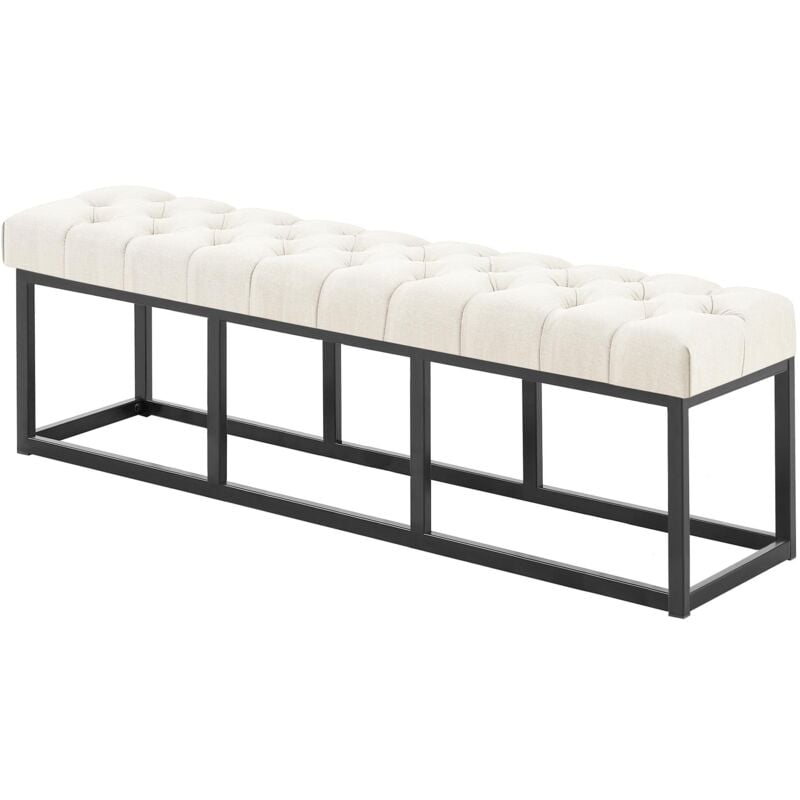 foto del prodotto clp panca design amun in metallo nero opaco e tessuto crema 150 cm