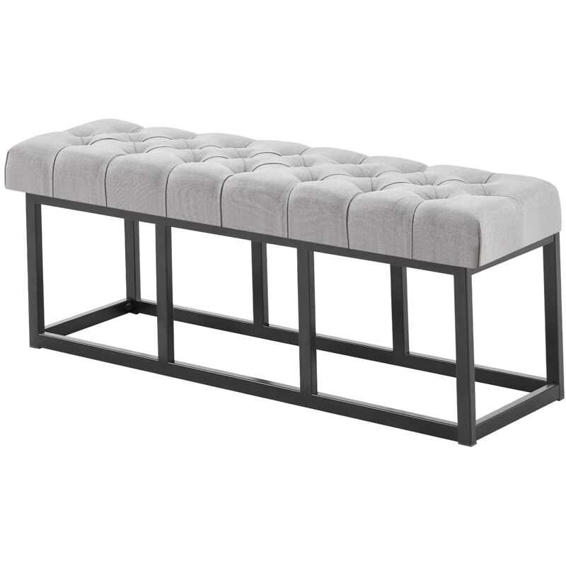 foto del prodotto clp panca design amun in metallo nero opaco e tessuto grigio 120 cm
