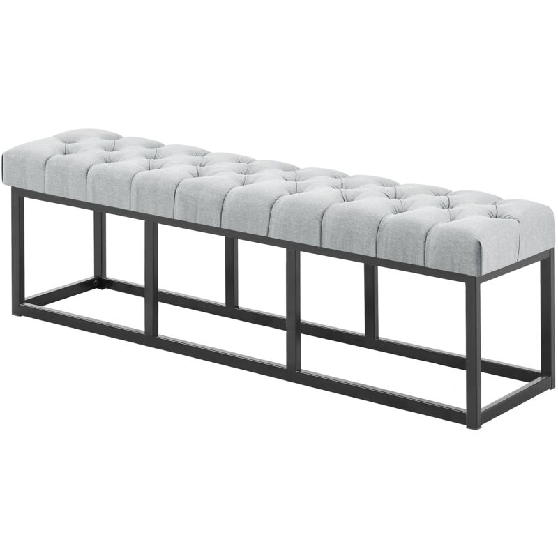 foto del prodotto clp panca design amun in metallo nero opaco e tessuto grigio 150 cm