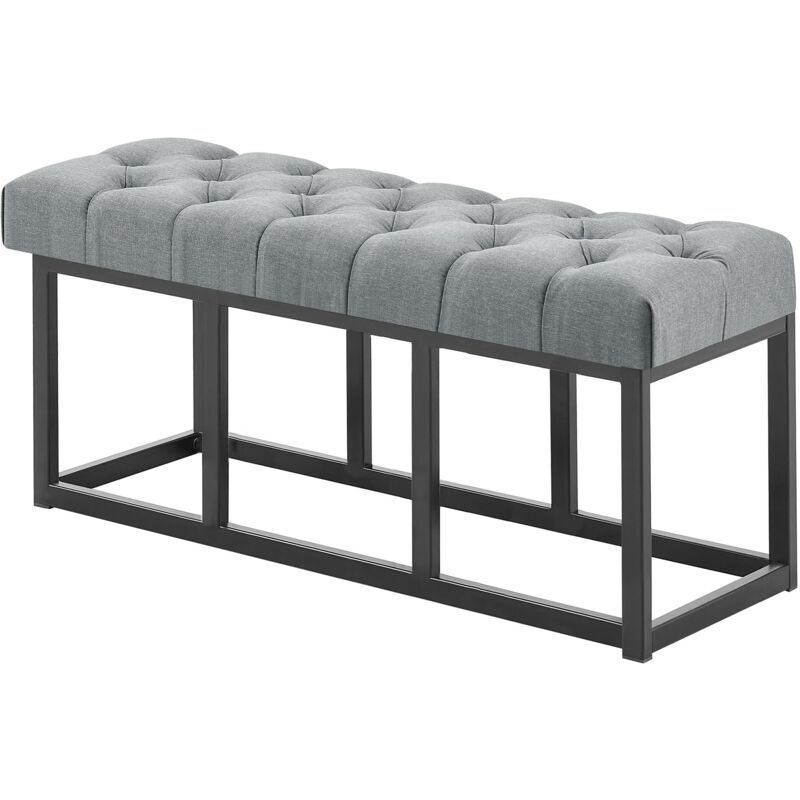 foto del prodotto clp panca design amun in metallo nero opaco e tessuto grigio scuro 100 cm