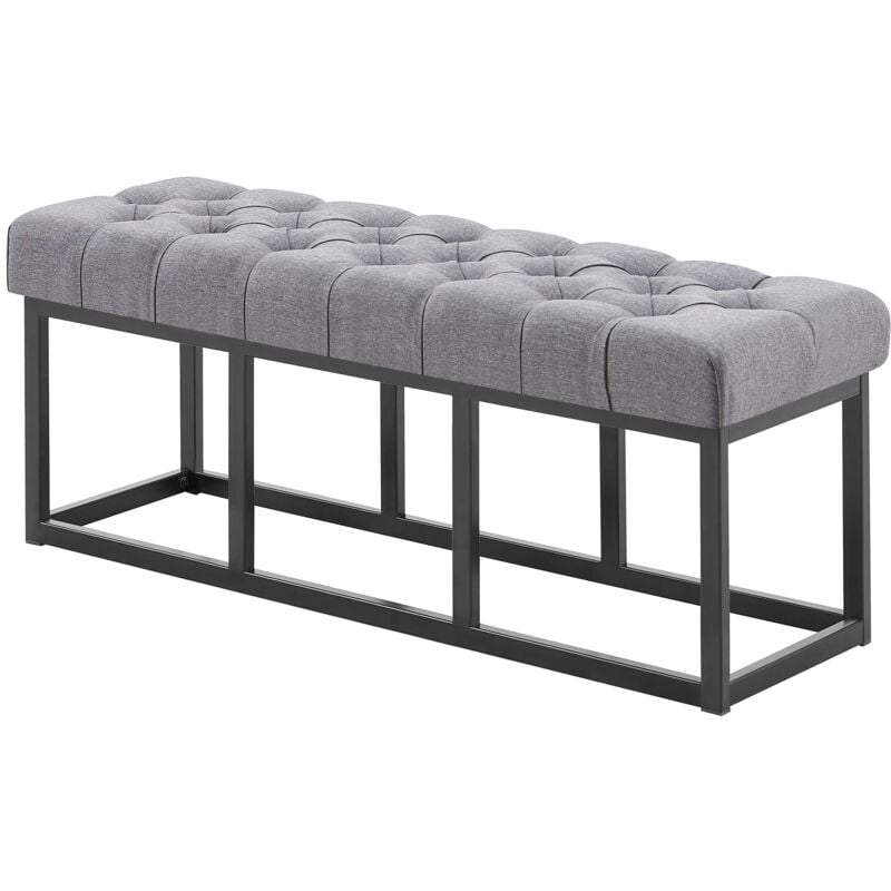 foto del prodotto clp panca design amun in metallo nero opaco e tessuto grigio scuro 120 cm