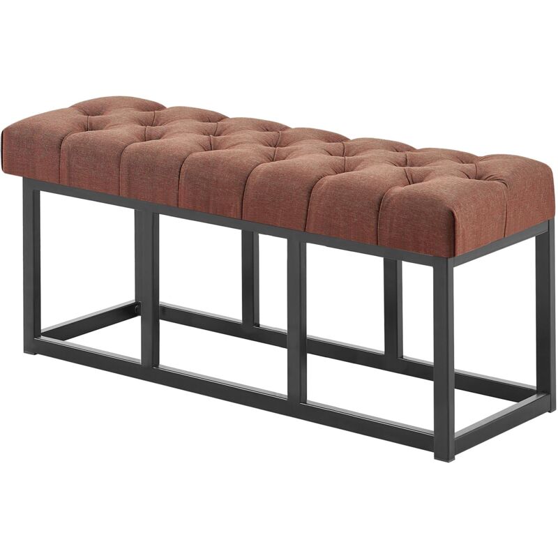foto del prodotto clp panca design amun in metallo nero opaco e tessuto marrone 100 cm