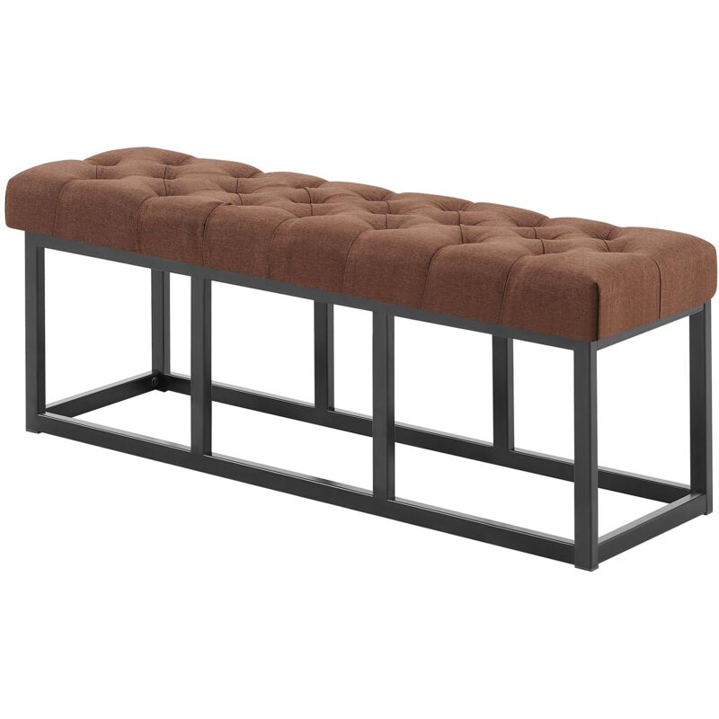 foto del prodotto clp panca design amun in metallo nero opaco e tessuto marrone 120 cm
