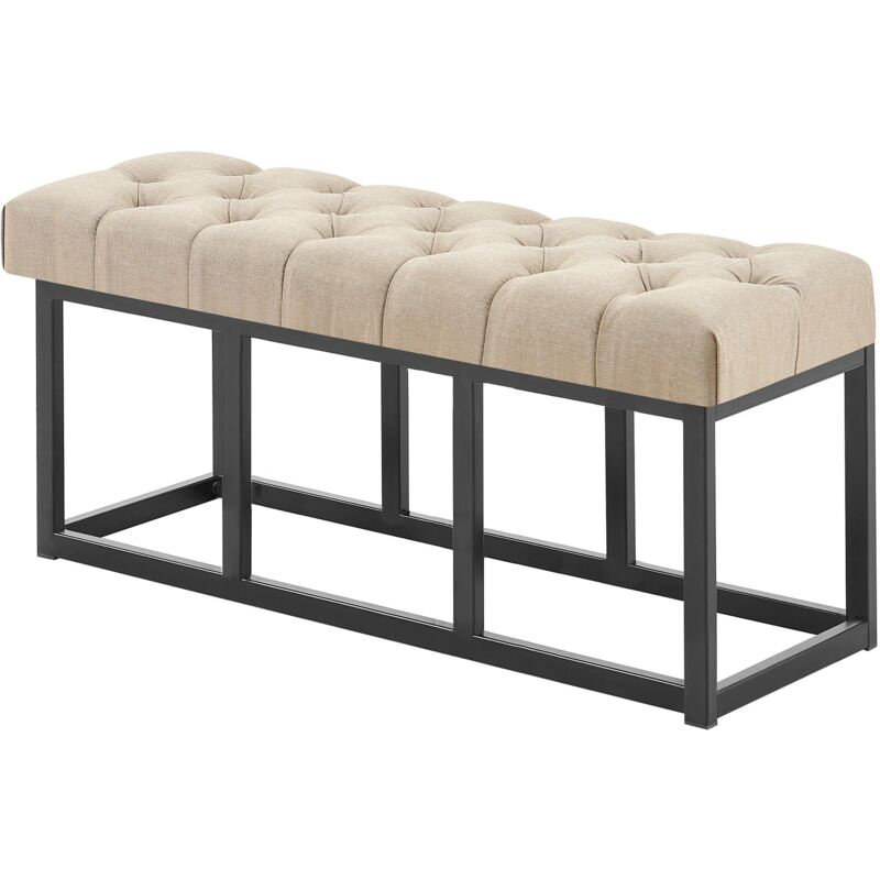 foto del prodotto clp panca design amun in metallo nero opaco e tessuto tortora 100 cm