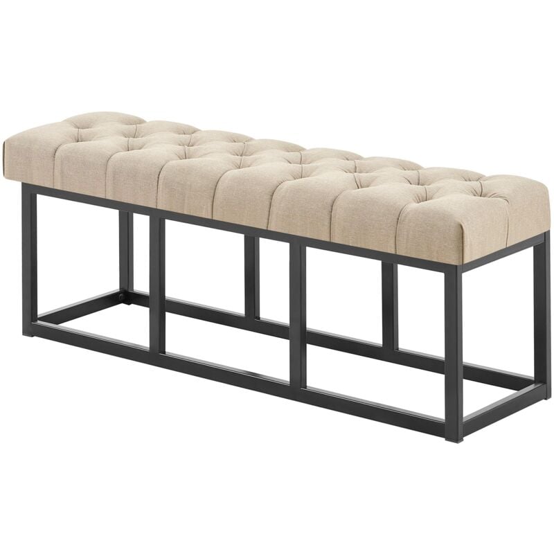 foto del prodotto clp panca design amun in metallo nero opaco e tessuto tortora 120 cm