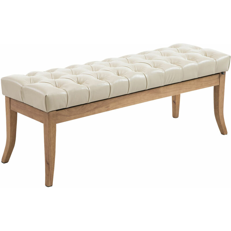 foto del prodotto clp panca design ramses in similpelle e legno chiaro antico crema 120 cm