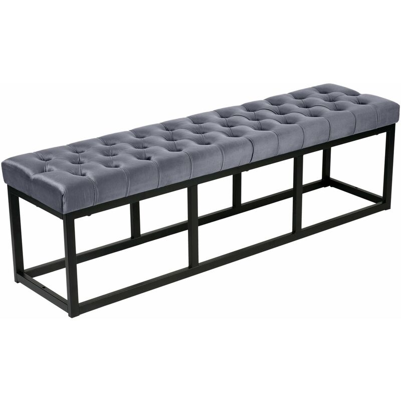 foto del prodotto clp - panca polson velluto nero grigio 150 cm