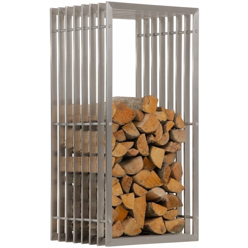 foto del prodotto clp portalegna irving in robusto acciaio inox 40x50x100 cm