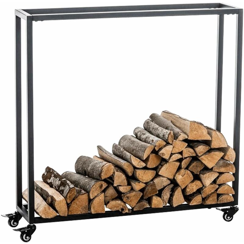 foto del prodotto clp portalegna per camino hetta in acciaio inox nero 25x100x100 cm