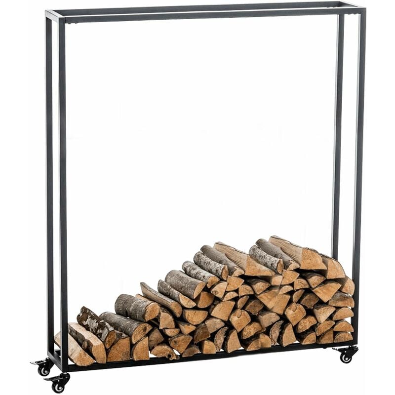 foto del prodotto clp portalegna per camino hetta in acciaio inox nero 25x100x150 cm