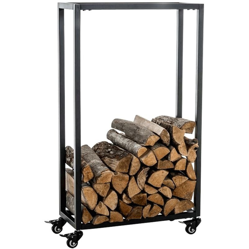 foto del prodotto clp portalegna per camino hetta in acciaio inox nero 25x40x100 cm