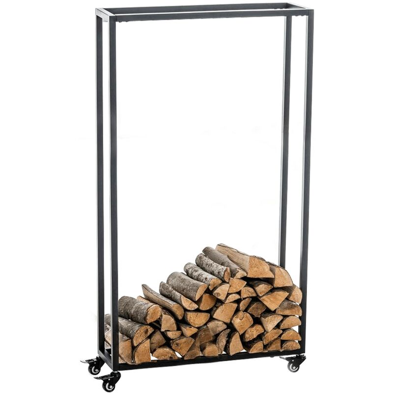 foto del prodotto clp portalegna per camino hetta in acciaio inox nero 25x60x150 cm