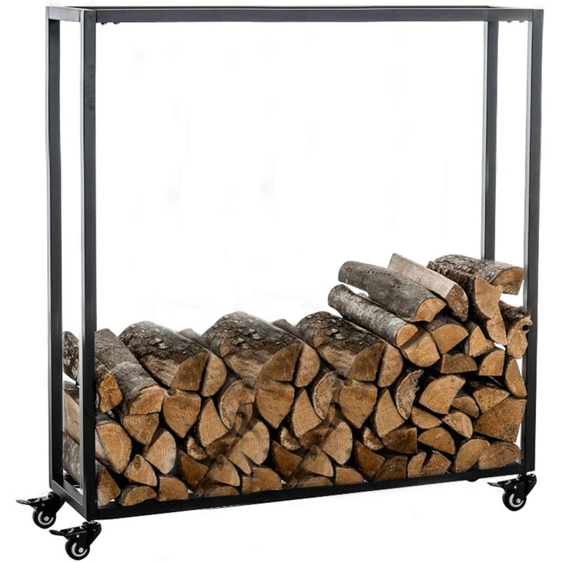 foto del prodotto clp portalegna per camino hetta in acciaio inox nero 25x80x100 cm