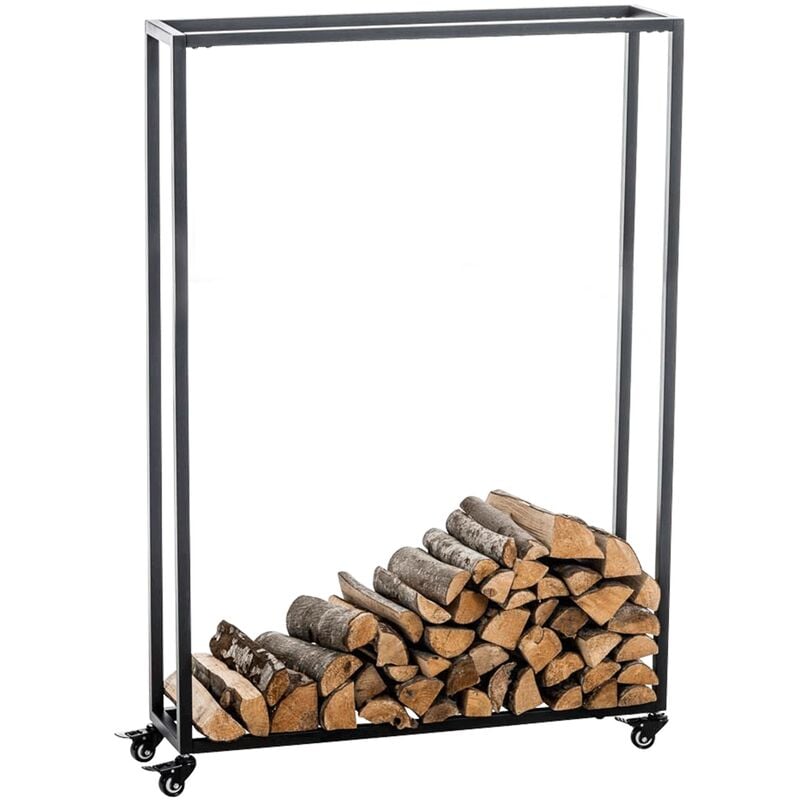 foto del prodotto clp portalegna per camino hetta in acciaio inox nero 25x80x150 cm